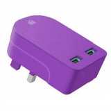 Universal Folding Dual USB Mains Plug Adapter 3.1A  FAST CHARGE PLUG Purple colour
