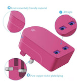 Universal Folding Dual USB Mains Plug Adapter 3.1A  FAST CHARGE PLUG