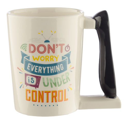 TV Remote Control Shaped Handle Ceramic Mug side view