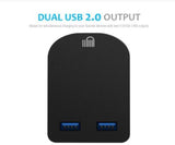 Black Universal Folding Dual USB Mains Plug Adapter 3.1A Black colour