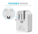 White Universal Folding Dual USB Mains Plug Adapter 3.1A