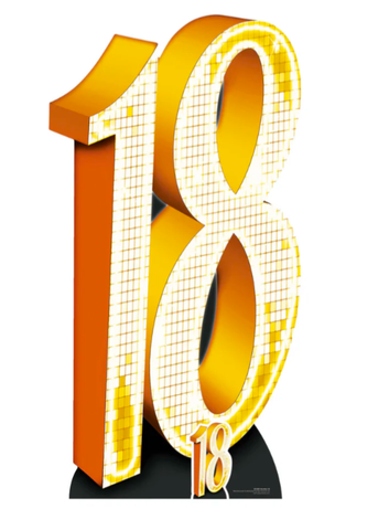 large decorative number 18 with white background