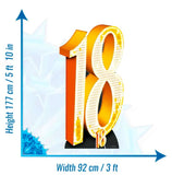 Decorative number 18 with height and width displayed