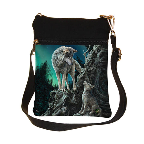 Small Guidance Wolf and Pup Shoulder Bag