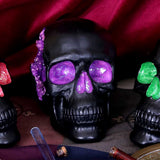 Geode Skull Black Purple Gothic Glitter Figurine
