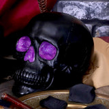 Geode Skull Black Purple Gothic Glitter Figurine
