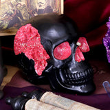 Geode Skull Black Red Gothic Glitter Figurine