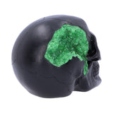 Geode Skull Black Green Gothic Glitter Figurine