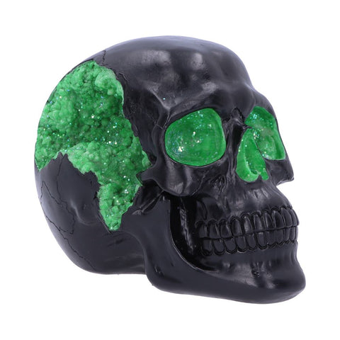 Geode Skull Black Green Gothic Glitter Figurine
