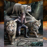 Power of Three Wolf Guardian Throw Blanket