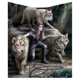 Power of Three Wolf Guardian Throw Blanket