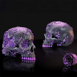Rose Geode Skull Black and Purple Figurine