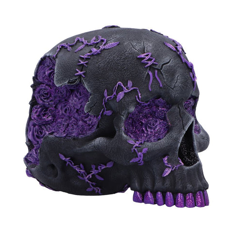 Rose Geode Skull Black and Purple Figurine