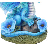 Blue Poppy Flower Dragon Figurine