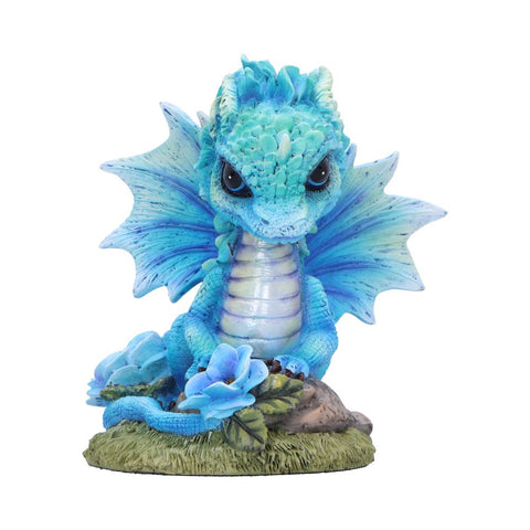 Blue Poppy Flower Dragon Figurine