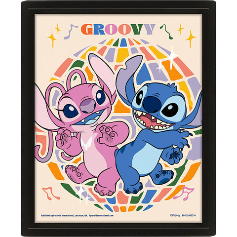 Lilo and Stitch (Groovy) Framed 3D Lenticular Print