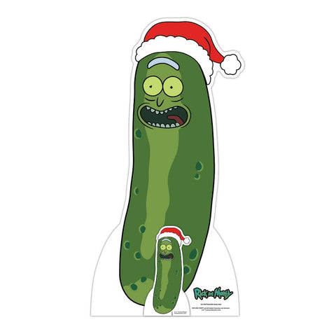 Pickle Rick with a Santa Hat cardboard cut-out