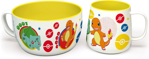 Pokémon Breakfast Set Mug and Bowl Pikachu and Kanto Starters