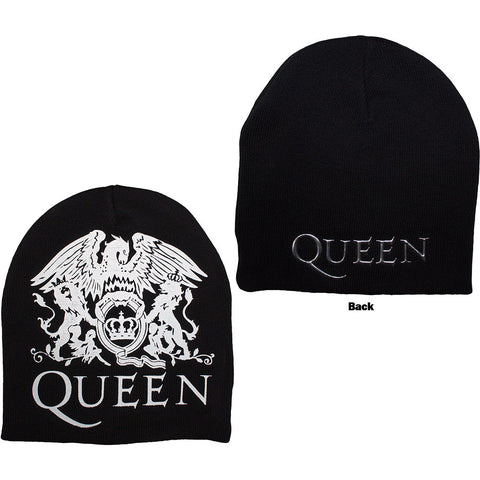 Queen Beanie Hat: Crest (Black)