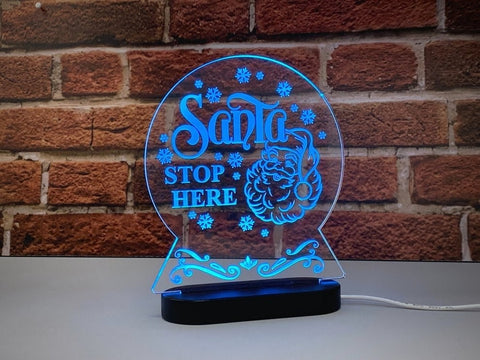 Santa Stop Here Multi-coloured LED Light