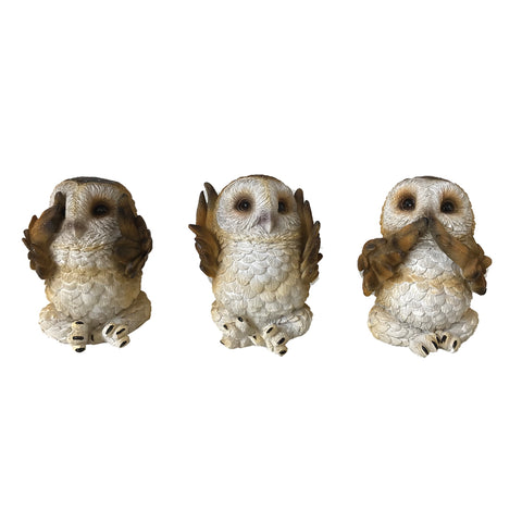 Three Wise Brown Owls Figurine