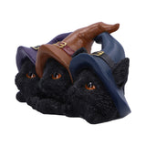 Trio of Mischief Witches Cat Figurines