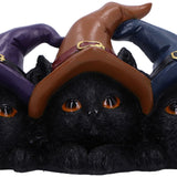 Trio of Mischief Witches Cat Figurines