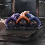 Trio of Mischief Witches Cat Figurines