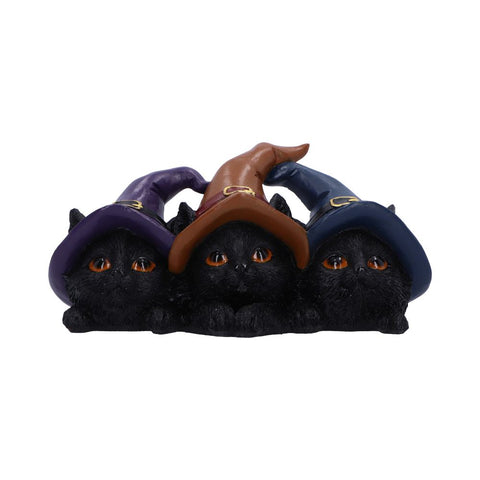 Trio of Mischief Witches Cat Figurines