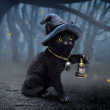 Familiar Witch Cat Lantern Figurine