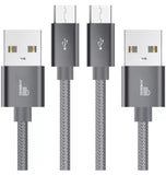 Micro USB Cable - Sync and Charge Cable - 2.1A Fast Charge Grey silver