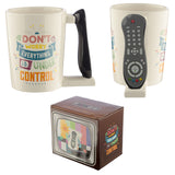 TV Remote Control Shaped Handle Ceramic Mug side view and box