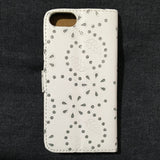 back view of flip wallet style book phone case 
