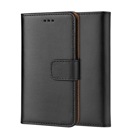  Front and back image of real leather wallet style book phone case 