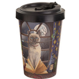 Bamboo travel mug with lid hocus-pocus cat design